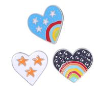 LIOOBO Lot De 3 Broches D'Amour Pour Chapeaux Bijoux Épingles À Chapeau Décoration De Vêtements Badges Arc-En-Ciel Broches De Cœur En De Zinc