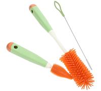 LIOOBO Lot de 3 Goupillons pour Biberons Verts, Brosse Longue en Silicone, Kit de Nettoyage Polyvalent pour Biberons, Tétines et Pailles, pour Bébé et Voyage