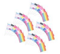 LIOOBO Lot de 30 Mini Drapeaux à Main Lgbtq Décoration de Fête Drapeaux Colorés en Polyester Célébrations Parades et Réutilisable