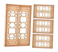 LIOOBO Lot De 4 Mini-Fenêtres en Marron Clair pour Décoration De Maison De Poupée Modèle Architectural Chinois Table De Sable Miniatures Meubles Chinois Décorations Miniatures
