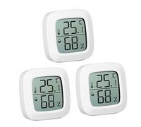 LIOOBO Mini Thermomètres Hygromètres Numériques pour Voiture et Intérieur, Lot de 3, Compact et Blanc, Affichage Double Température et Humidité, Usage Maison et Auto, Précision Élevée