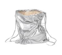 LIOOBO Paquet à Dos Sport à Cordon Imperméable en Nylon Argenté, Pliable Grosse Capacité et Design Irrégulier, pour Gym et Diverses Occasions