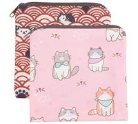 LIOOBO Pochette Menstruelle Pratique en Polyester 2pcs pour Serviettes Hygiéniques et Cartes, Compacte et Étanche, pour Paquet à Main ou Paquet à Dos