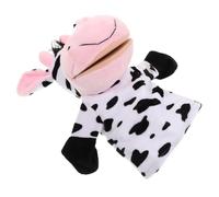 LIOOBO Poupée à Main en Peluche de Vache avec Bouche Mobile, Artisanat Fin, Jouet Interactif pour Garçon et Filles, pour Raconter des Contes et Décorer