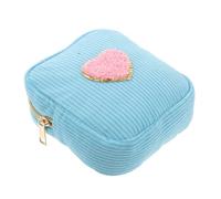 LIOOBO Trousse de Maquillage Miniature Cute avec Patch Cœur Pochette Cosmétique Aesthetic pour Femmes et Sac à Pratique et Bleu