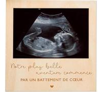 Liooce Cadre photo en bois avec décoration florale et cœur - Chêne (A, Wood, Standard)