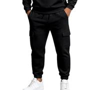 Lioradfc Pantalon Cargo Homme Noir Taille Elastique Multipoche Jogging | Bas Survetement Vacances Plage Sport ExtéRieur Trail Escalade Camping Travail Running RandonnéE Fitness Pants Sportswear