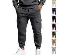 Lioradfc Pantalon Cargo Homme Noir Taille Elastique Multipoche Jogging | Bas Survetement Vacances Plage Sport ExtéRieur Trail Escalade Camping Travail Running RandonnéE Fitness Pants Sportswear