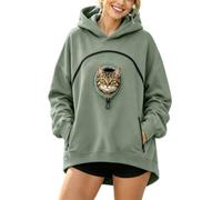 Lioradfc Sweat a Capuche Femme Oversize Y2k Top Pull avec Poche pour Chat | Hoodie Kangourou Transport Pour Animaux Sweatshirt Uni Japonais Jogging Sportswear Automne Hiver Chaud Tenue Sport Polaire