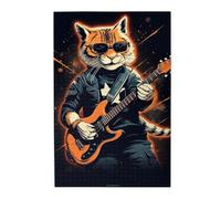 Liorosa 1000 pièces de puzzle en bois pour adulte - Chat rock - Design rétro unique - Cadeau amusant pour les amateurs de musique rock, profitez du plaisir de résoudre des puzzles, œuvre d'art