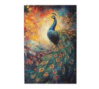 Liorosa 1000 pièces de puzzles en bois pour adulte élégant paon bleu dans un jardin luxuriant, queue chatoyante avec accents dorés, puzzle stimulant sur le thème de la nature, pièces s'emboîtent