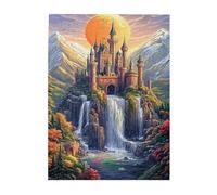 Liorosa 500 pièces de puzzle en bois pour adulte, château du royaume, belles forêts, paysage de cascade, chaque pièce est unique, loisirs et défis exploratoires, cadeaux pour les amis et la famille