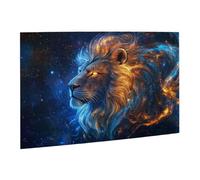 Liorosa 500 pièces de puzzle en bois pour adulte, rugissement de la galaxie, portrait de lion ardent, pièces s'emboîtent parfaitement, vibrant et unique, plaisir anti-stress, profitez de résoudre des