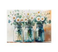 Liorosa 500 pièces de puzzle en bois pour adulte, sérénité botanique, arrangement floral de style aquarelle dans verre avec effet doux de lumière du soleil, complet avec famille et amis, défi cérébral