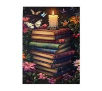 Liorosa 500 pièces de puzzle en bois vintage pour adultes, empilables, et bougies brûlantes, puzzles magiques de bibliothèque, merveilleuse imagination, excellent pour la relaxation et l'affichage