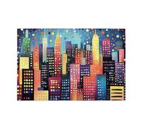 Liorosa Abstract Color City Lot de 1000 puzzles en bois pour adultes, design vibrant et unique, profitez du processus de résolution de puzzle, excellent pour la relaxation et l'affichage pour les