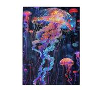 Liorosa Abyssal Aurora Casse-tête de 500 pièces pour adultes, méduses lumineuses dans l'océan cosmique, pièces de puzzle fantaisistes, couleurs incroyablement vives, profitez du processus de