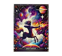 Liorosa Archer céleste 500 pièces de puzzle en bois pour adulte, centaure mythique dans tempête de feu cosmique, esthétique classique unique, loisirs exploratoires et défis, adapté pour les soirées de