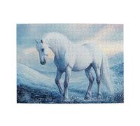Liorosa Arctic Elegance Puzzle de 500 pièces pour adultes, cheval blanc sous ciel pastel, puzzles en bois pour décoration murale, chaque pièce est unique, assemblage pratique de votre décoration