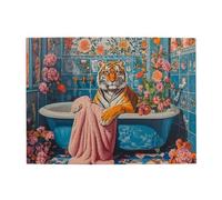 Liorosa Bath Tiger Puzzle en bois de 500 pièces pour adulte, style vintage, thème de la vie sauvage, pièces s'emboîtent parfaitement, profitez de résoudre des puzzles avec la famille et les amis