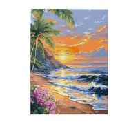 Liorosa Beachside Bliss Casse-tête pour adultes de 500 pièces, une symphonie de ciel orange, d'eaux bleues et de verts luxuriants. Chaque pièce est unique, exerce la capacité manuelle et la patience