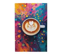 Liorosa Beau café 1000 pièces de puzzle en bois pour adulte, illustration unique d'art aquarelle, couleurs vives, cadeaux pour les amis et la famille, profitez du processus de résolution de puzzle