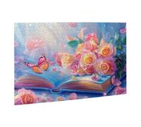 Liorosa Beau livre d'histoires 500 pièces de puzzle en bois pour adulte, esthétique de couleur douce, loisirs et défis exploratoires, plaisir anti-stress, activités amusantes pour les vacances en