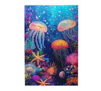 Liorosa Belle méduse - 1000 pièces de puzzle en bois pour adulte, paysage sous-marin d'art moderne, pièces qui s'emboîtent parfaitement, couleurs vives, profitez de résoudre des puzzles avec votre