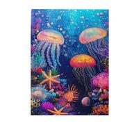 Liorosa Belle méduse - 500 pièces de puzzle en bois pour adulte, paysage sous-marin d'art moderne, pièces qui s'emboîtent parfaitement, couleurs vives, profitez de résoudre des puzzles avec votre