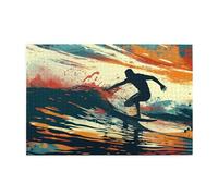 Liorosa Brave Surfers Puzzle de 1000 pièces pour adultes, aquarelle, sports nautiques, loisirs et défis exploratoires, exercices pratiques et réflexion, cadeaux pour amis et famille