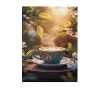 Liorosa Café tôt le matin 500 pièces de puzzle en bois pour adulte, les pièces s'emboîtent parfaitement, chaque pièce est unique, puzzles adaptés pour divertir en famille pendant les vacances