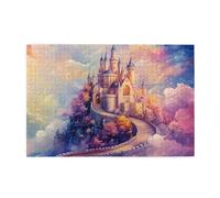 Liorosa Casse-tête Cloud Citadel pour adultes de 1000 pièces, château gothique flottant sur des nuages de barbe à papa à l'heure dorée, puzzle fantastique en bois de qualité supérieure, défi pour