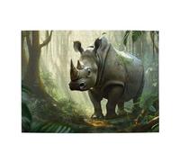 Liorosa Casse-tête de 500 pièces rhinocéros solitaire dans les forêts, vibrants et uniques, parfaits pour la détente et le plaisir en famille, les loisirs créatifs pour les adultes, cadeau pour un ami