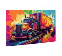 Liorosa Casse-tête de camion coloré pour adultes de 500 pièces, motifs amusants de peinture colorée, chaque pièce est unique, plaisir à la fois corps et esprit, profitez du processus de résolution de