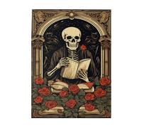 Liorosa Casse-tête de mort de lecture pour adultes 500 pièces, illustration de style vintage, pièces qui s'emboîtent parfaitement, œuvre d'art unique pour adultes, exercice de compétences pratiques et