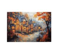 Liorosa Casse-tête de paysage de petite ville pour adultes de 1000 pièces - Illustration de style peinture à l'huile, esthétique classique vintage, exercice de compétences manuelles et de pensée
