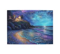 Liorosa Casse-tête de plage ciel étoilé pour adultes, scène de rêve, cabane solitaire, couleurs vives, relaxation profonde pour vous-même, complet avec la famille et les amis