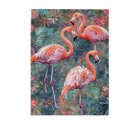 Liorosa Casse-tête flamants roses pour adultes de 500 pièces, oiseaux rouges clairs dansants avec fleurs tropicales, complet avec la famille et les amis, soulage le stress et profitez du plaisir de