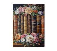 Liorosa Casse-tête pour adultes de 500 pièces, jardin littéraire, classiques empilés débordant de fleurs fraîches, puzzle en bois sophistiqué défi de la vie morte, idéal pour la relaxation et le