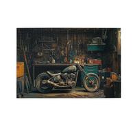 Liorosa Casse-tête rétro de moto pour adultes de 1000 pièces, réparation amusante d'entrepôt. Complet avec la famille et les amis, cadeau pour les amateurs de moto, loisirs créatifs pour adultes