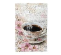 Liorosa Casse-tête vintage de 1000 pièces, tasse en porcelaine florale et lettres manuscrites à la main, puzzle en bois de qualité supérieure, esthétique rétro classique, idéal pour la détente et le