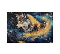 Liorosa Ciel étoilé et loups 1000 pièces de puzzle en bois pour adulte, design vintage peinture à l'huile sauvage, complet avec famille et amis, exercice pratique et patience de pensée