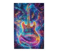Liorosa Color Guitars Puzzle en bois 1000 pièces pour adultes, motif univers fantastique, instruments amusants, décorations de charme pour les amateurs de musique, convient pour les soirées de jeu