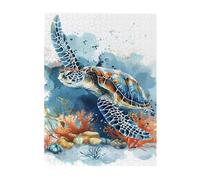 Liorosa Coral Serenade Puzzle de 500 pièces pour adulte, tortue de mer glissant à travers un récif vibrant, activités créatives pour adultes, puzzles adaptés pour le divertissement en famille pendant