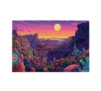 Liorosa Desert Night Puzzle en bois de 1000 pièces pour adulte, paysage d'art moderne unique, couleurs vives, adapté pour les soirées de jeu, profitez du processus de résolution de puzzle