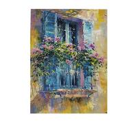 Liorosa Flower Paradise Puzzle de 500 pièces pour adultes, balcon ensoleillé avec floraison, peinture à l'huile difficile, idéal pour la détente et le plaisir en famille, cadeau pour les amateurs de