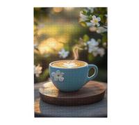 Liorosa Garden Coffee Casse-tête en bois 1000 pièces pour adulte, boisson amusante et unique tôt le matin, chaque pièce est unique, adapté pour les loisirs en famille et le divertissement, cadeau pour