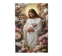 Liorosa Garden Jesus - Puzzles pour adultes de 1000 pièces, Dieu amoureux et animaux, pièces s'emboîtent parfaitement, assemblage pratique de votre décoration murale d'intérieur, profitez de résoudre