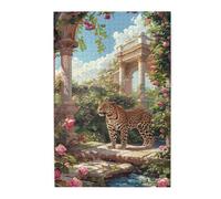 Liorosa Garden'S Wild Guardian Puzzle vibrant 1000 pièces Panthère entre roses en cascade, puzzle en bois défiant pour la nature, relaxation profonde pour vous-même, pièces s'adaptent parfaitement