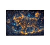 Liorosa Golden Bull Puzzle en bois de 1000 pièces pour adulte, belles douze constellations, merveilleuse imagination, design dynamique, adapté pour le plaisir en famille, l'exercice des compétences